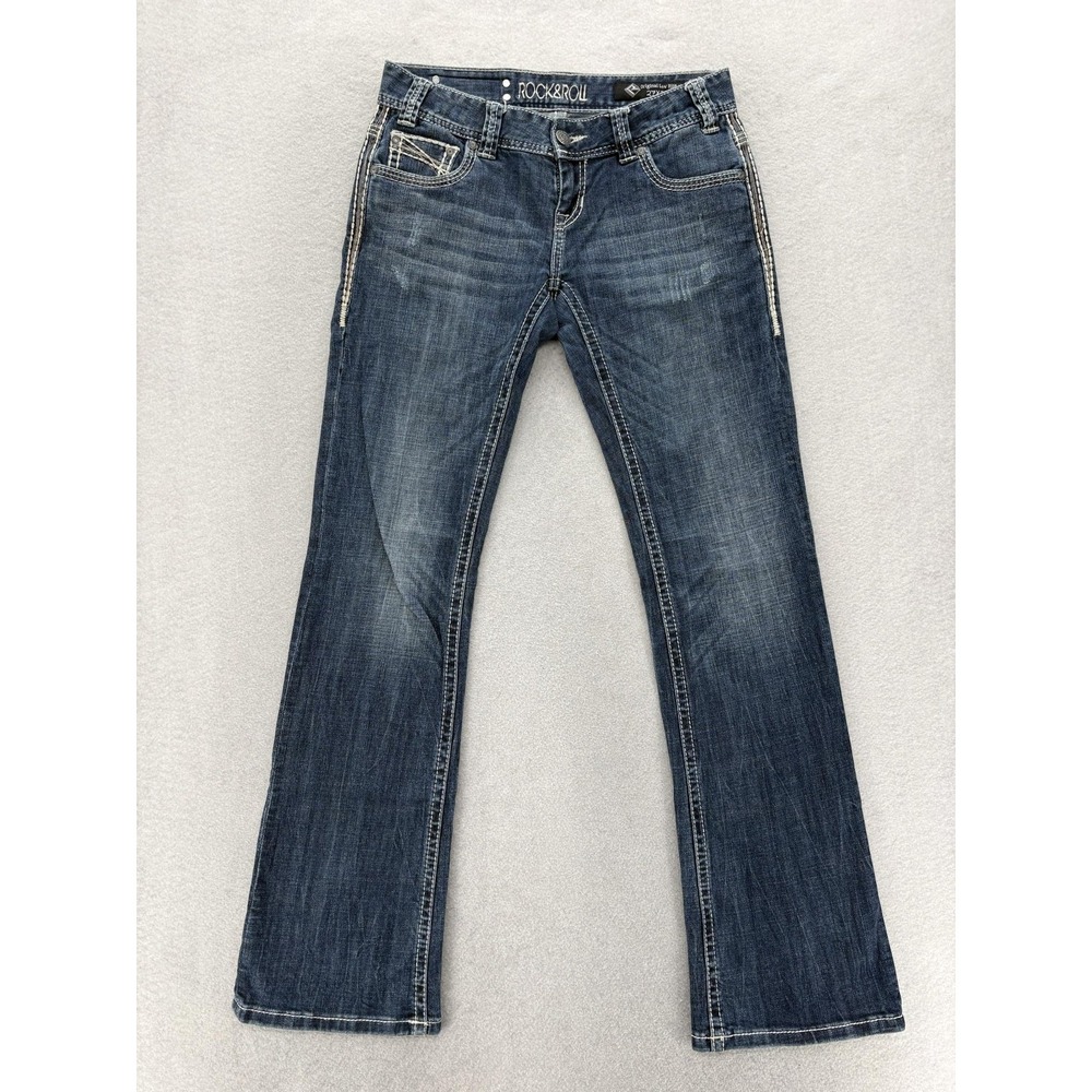 Rock And Roll Cowgirl Low Rise Bootcut Jeans Womens 27x34 Blue Stretch Western